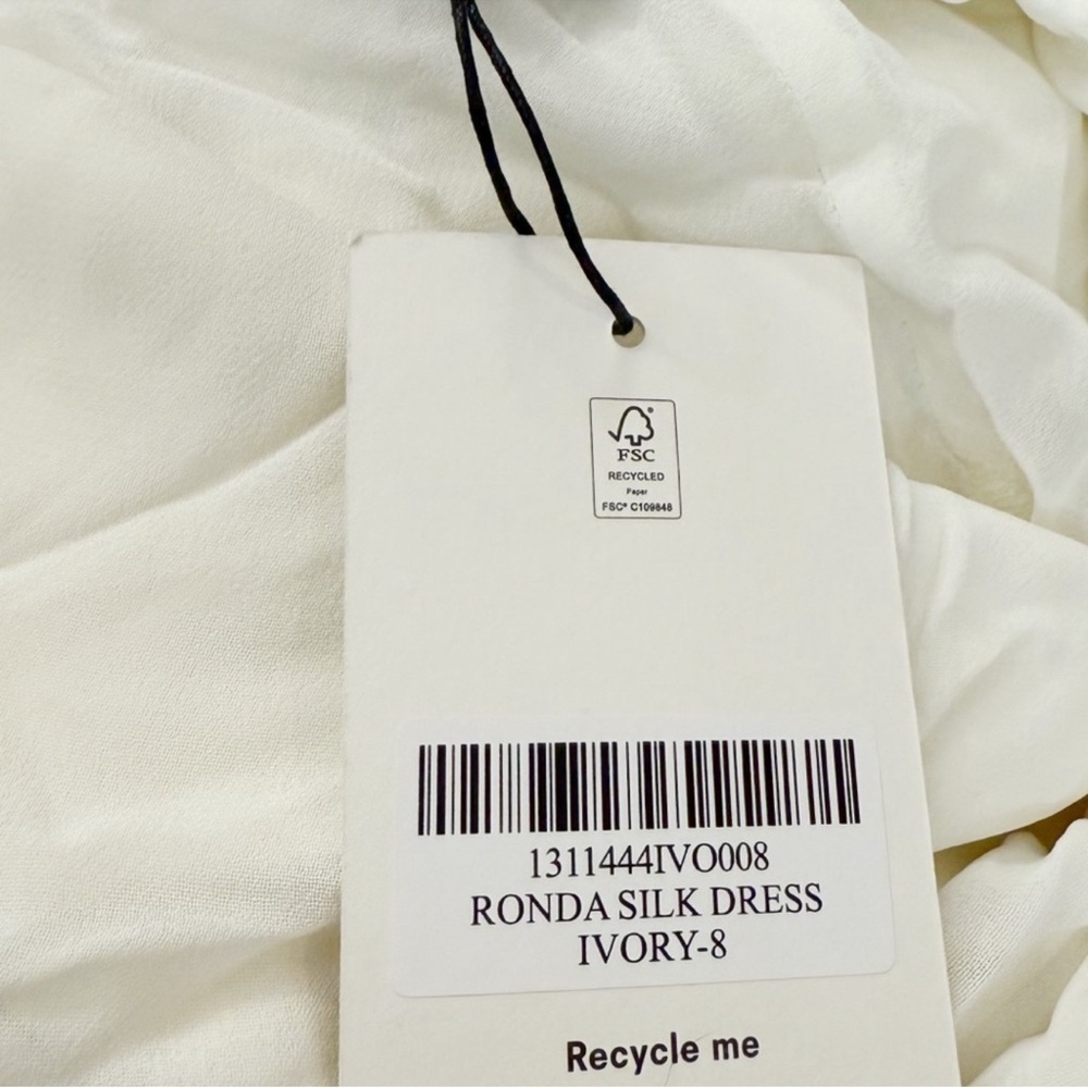 NWT Reformation Ronda One ShoulderAsymmetrical Neckline Silk Dress Ivory Sz 8 - Picture 11 of 16